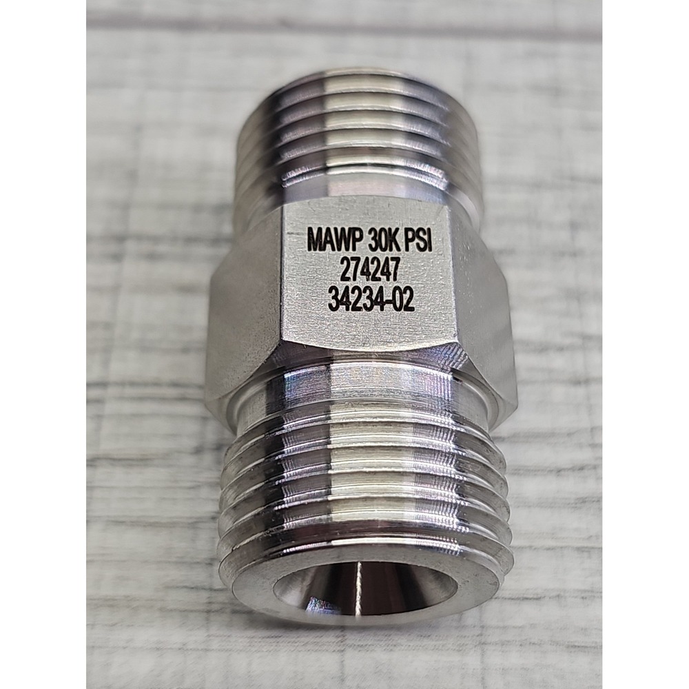 Ultra Pressure Components 5404-M16M16 Hex Nipple Adapter Fitting 30K PSI MAWP